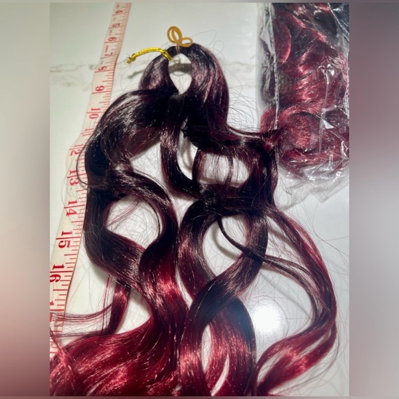 🥳2Fer HAIR Sets, 3 Packs 18” Brazilian Wave, Deep red/wine & 28” Extensions,Wine - Picture 11 of 11